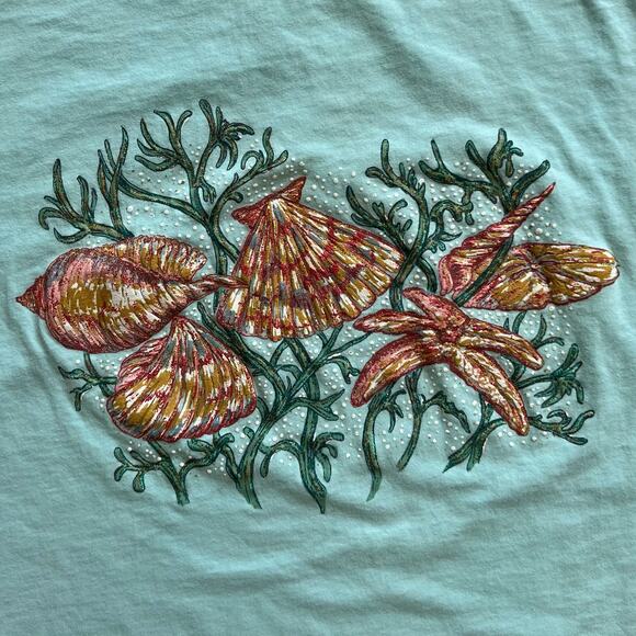 Vintage Sea Shells Shore Beach Ocean Starfish Nature T Shirt Single Stitch XL - Picture 2 of 11